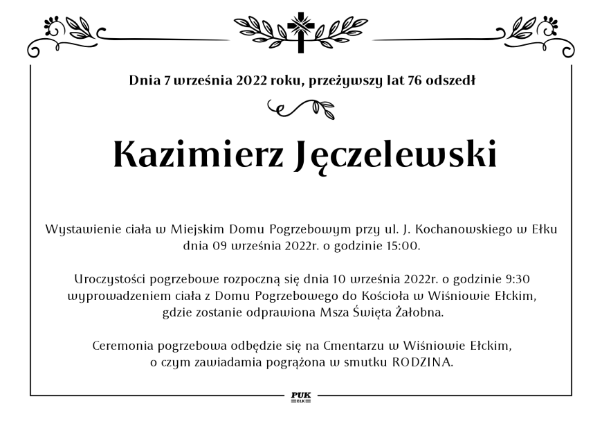 Kazimierz Jęczelewski - nekrolog